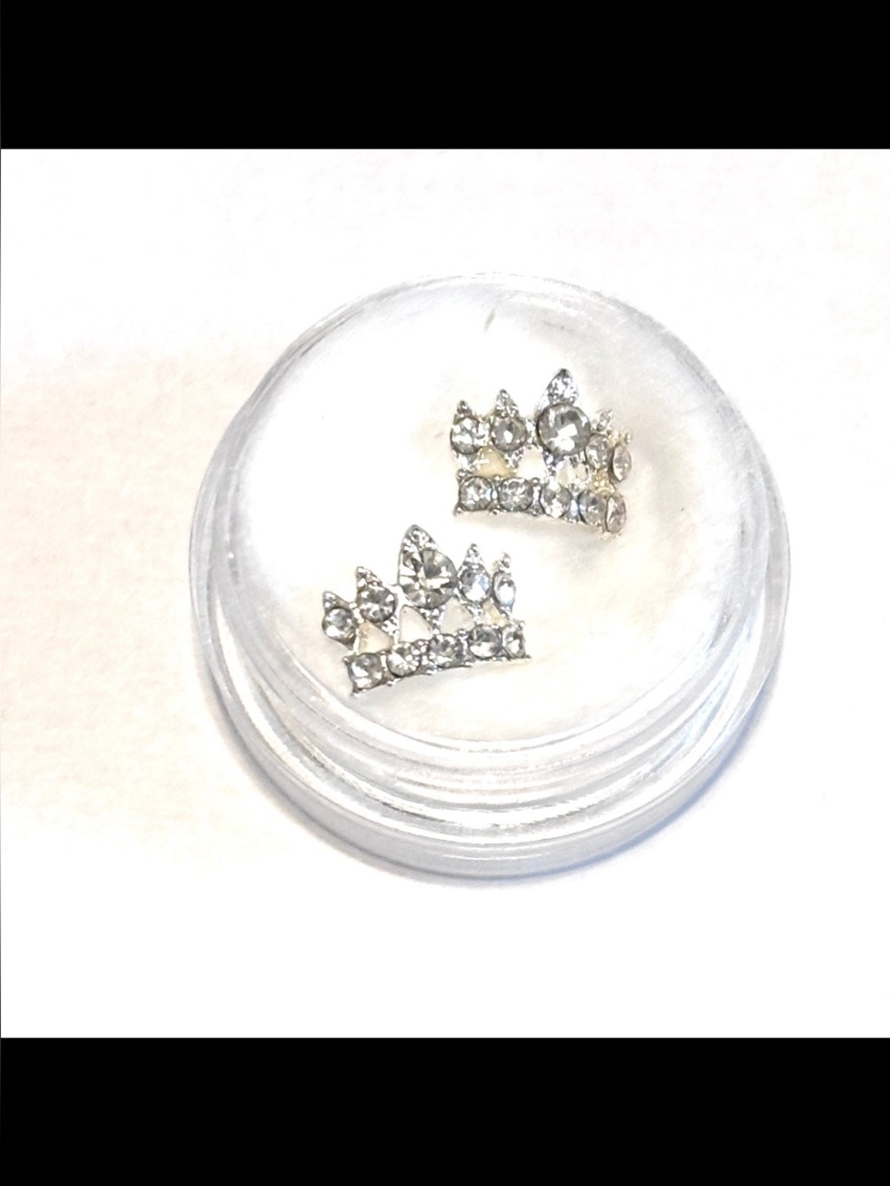 6 pcs small Tiara silver  Tone with bling and crystal nail  Charms